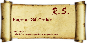 Regner Sándor névjegykártya